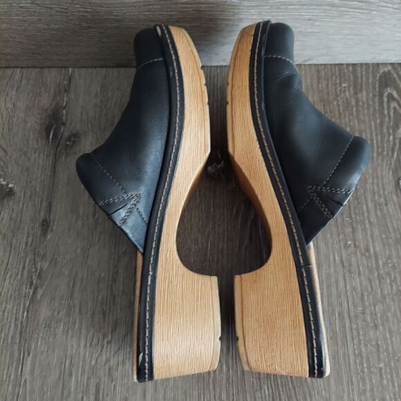 Clarks | Black Preslet Sheen Leather Clog Size 10 - Picture 7 of 10